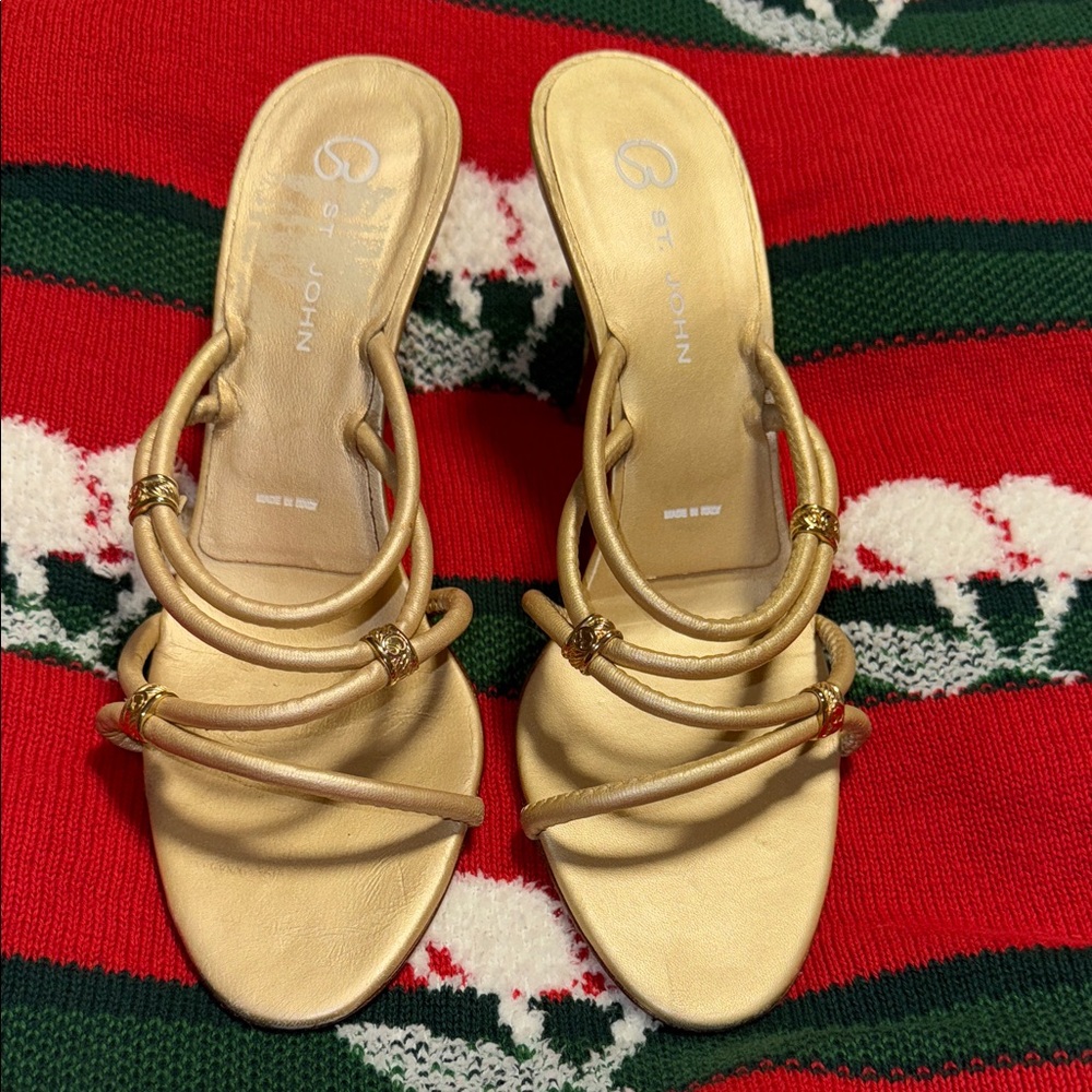 St. John Gold Strappy Sandals